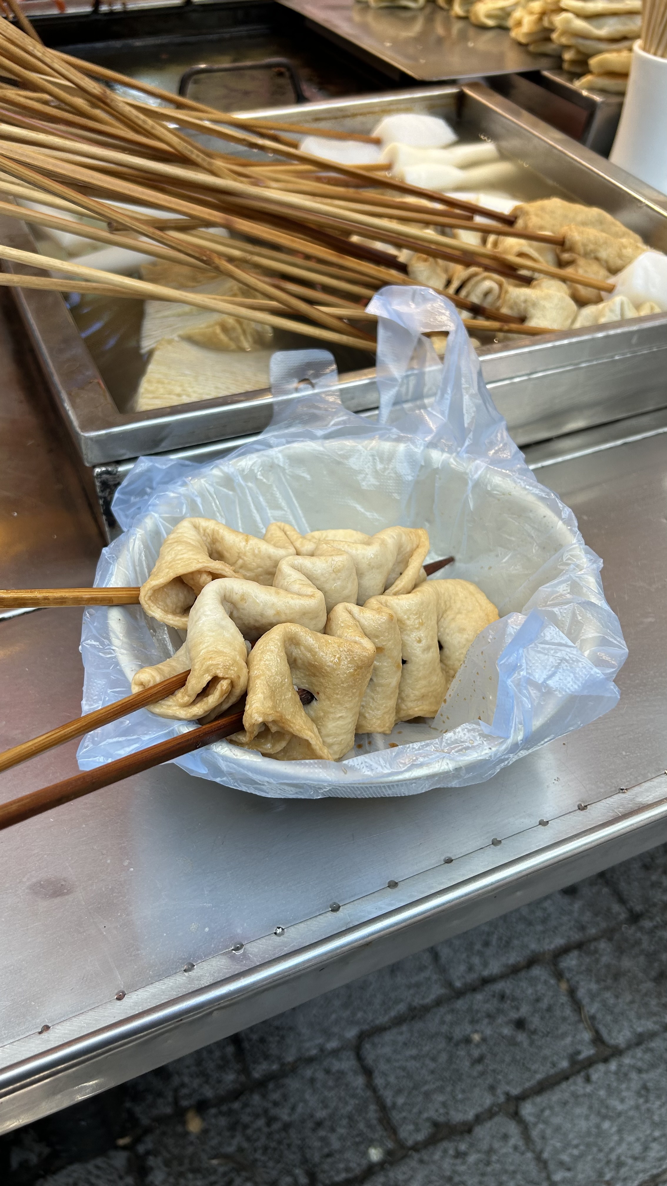 Busan fish cake and eomuk street food near Jagalchi Market and BIFF Square