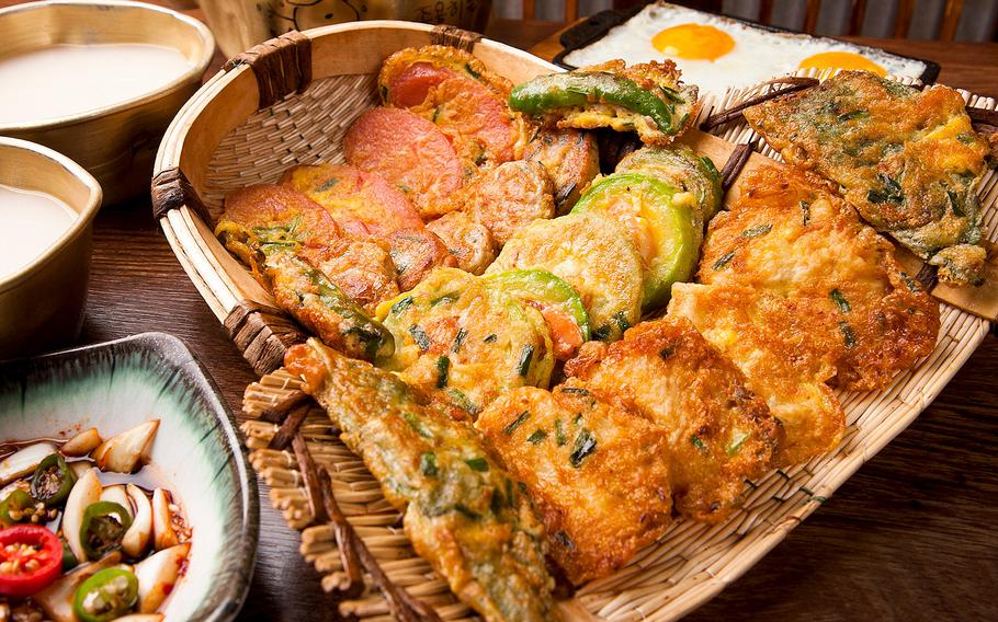 Assorted Korean jeon served during the Chuseok autumn holiday