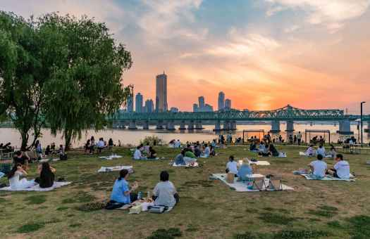 Mangwon Market food packed for a picnic near Mangwon Hangang Park in Seoul